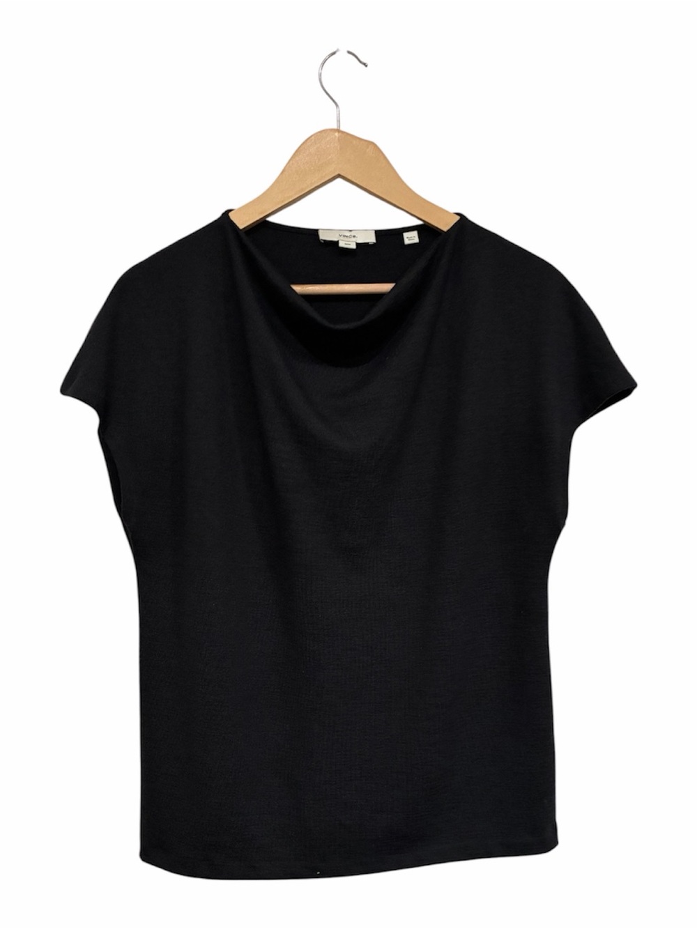Vince Black knit Short Sleeve Cowl Neck Top sz M